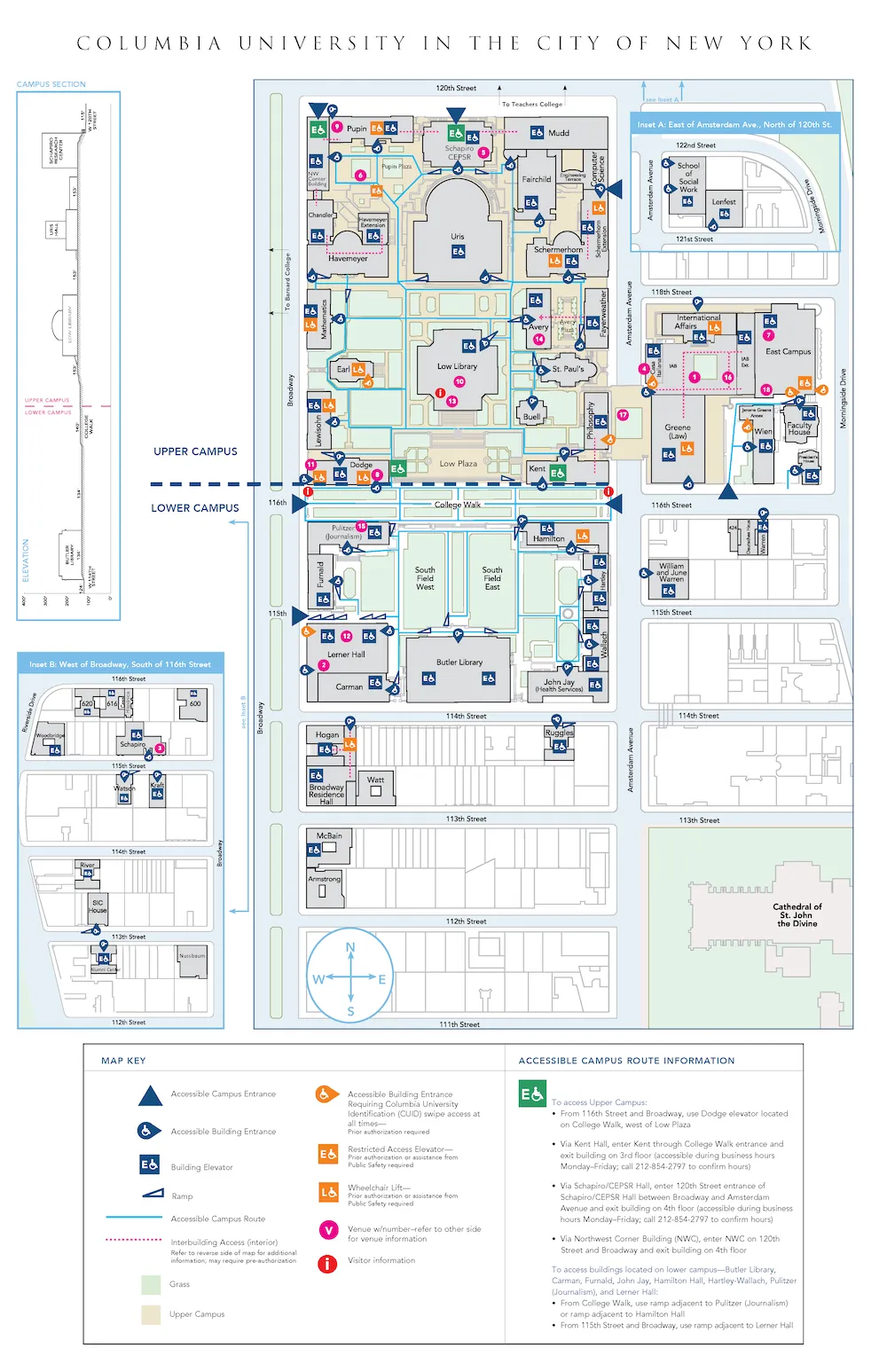 コロンビア大学 マップ　ヴィンテージ雑貨 Columbia Univ Disability Access Map | Columbia Health